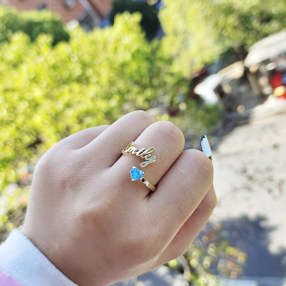 Custom Birthstone Name Ring, Minimalist Exquisite Design